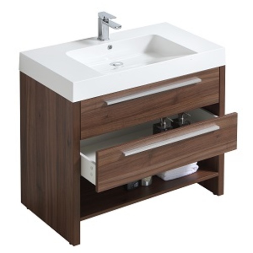 Meuble-lavabo « Relax » 2 tiroirs/1 tablette, noyer
