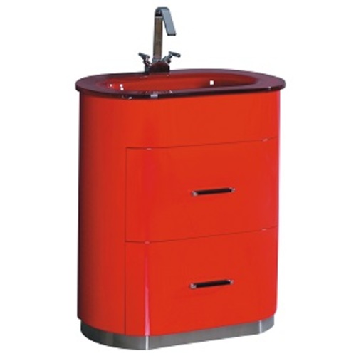 Meuble-lavabo « Retro » 2 tiroirs, laqué rouge