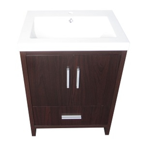 Meuble-lavabo « Smally » 2 portes/1 tiroir, laqué brun