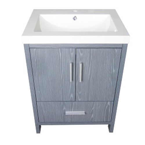 Meuble-lavabo « Smally » 2 portes/1 tiroir, laqué gris