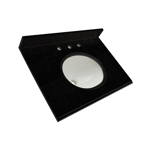 Comptoir de granite 25 po, lavabo intégré, noir tempête