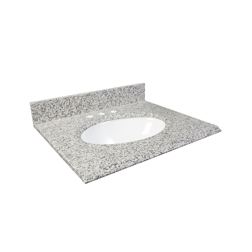 Comptoir de granite 31 po, lavabo intégré, blanc cendre
