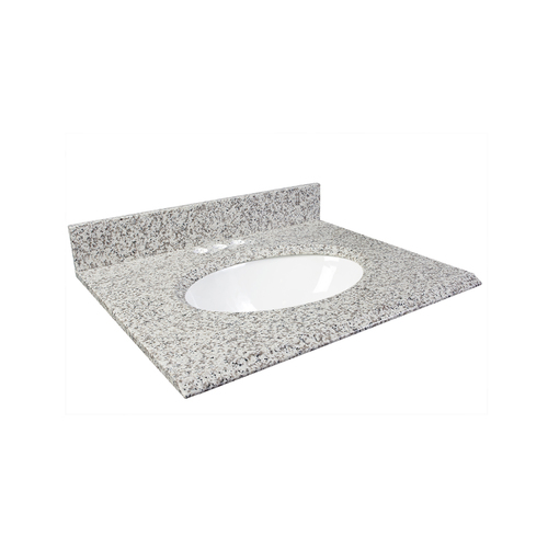 Comptoir de granite 37 po, lavabo intégré, blanc cendre