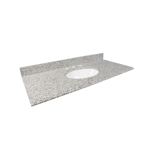 Comptoir de granite 49 po, lavabo intégré, blanc cendre