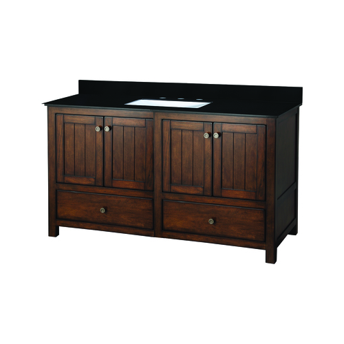 Meuble-lavabo 49 po « Yates » 2 portes/3 tiroirs, rustique
