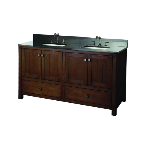 Meuble-lavabo de 61 po « Yates » 4 portes/2 tiroirs, rustique