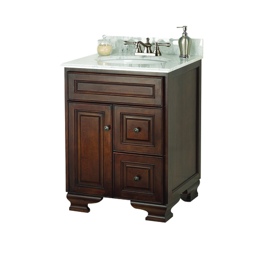 "Hawthorne" Vanity without Top 24" - 1 Door and 2 Drawers - Dark walnut