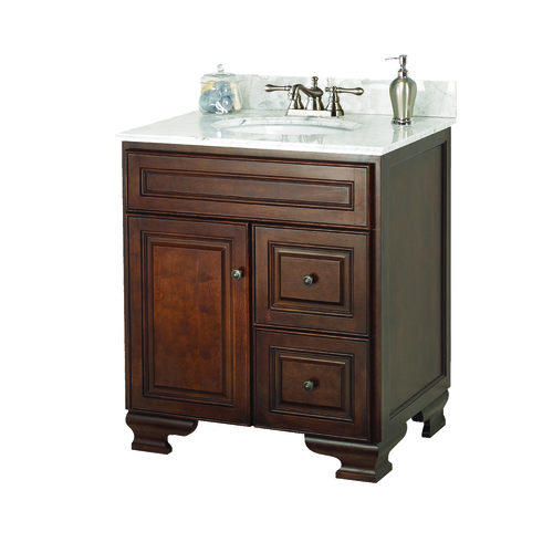Meuble-lavabo 30 po « Hawthorne » 1 porte/2 tiroirs, noyer foncé