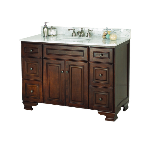 "Hawthorne" Vanity without Top 48" - 2 Doors and 6 Drawers - Dark walnut
