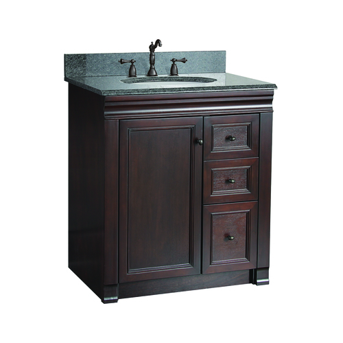 Meuble-lavabo 30 po « Shawna » 1 porte/3 tiroirs, tabac