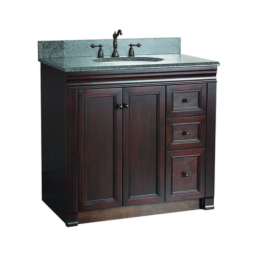 Meuble-lavabo 36 po « Shawna » 2 portes/3 tiroirs, tabac