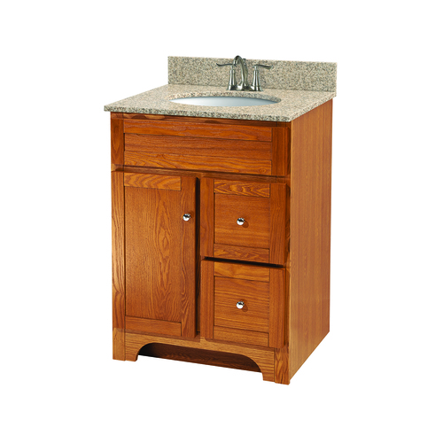 "Worthington" Vanity without Top 24" - 1 Door and 2 Drawers - Oak