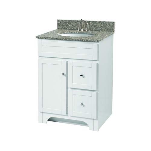 "Worthington" Vanity without Top 24" - 1 Door and 2 Drawers - White
