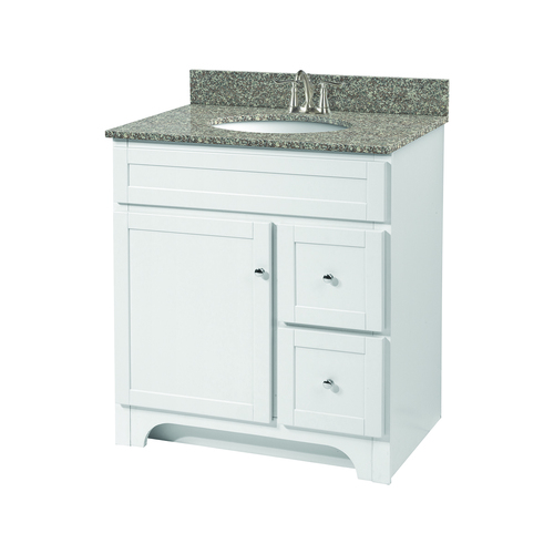 "Worthington" Vanity without Top 30" - 1 Door and 2 Drawers - White