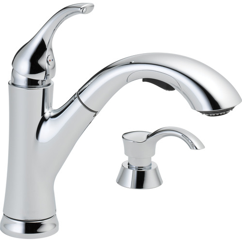 Single Handle Kitchen Faucet with Soap Dispenser - Chrome