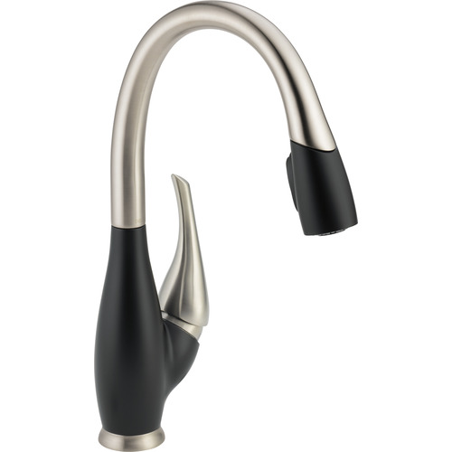 Single Handle Kitchen Faucet - "Fuse" - Stainless/Black