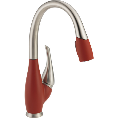 Robinet de cuisine bec amovible « Fuse », inox/rouge