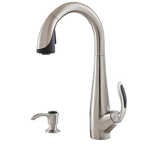 Kitchen Pull-Down Faucet - "Nia" - Stainless Steel and Black