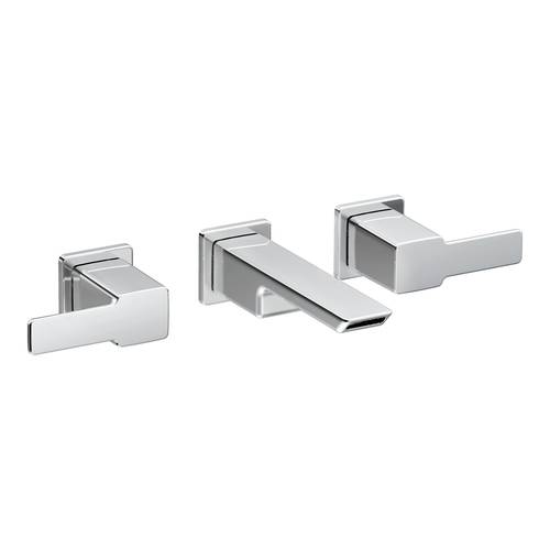 Two-Handle Wall-Mount Bathroom Faucet - "90 Degree" - Chrome - Rough plumbing not included