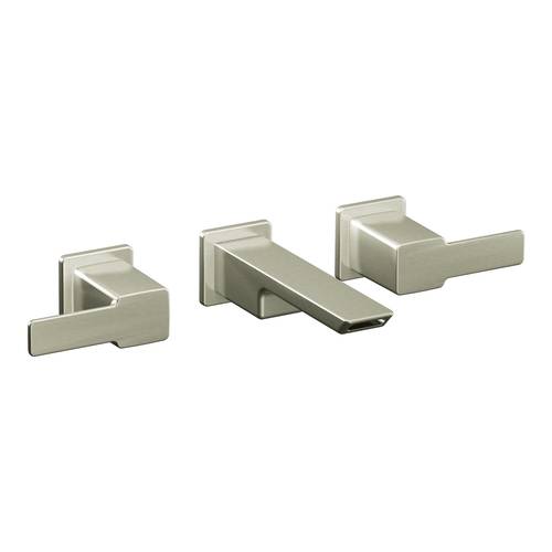 Two-Handle Wall-Mount Bathroom Faucet - "90 Degree" - Brushed Nickel - Rough plumbing not included
