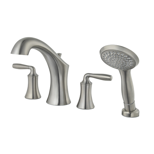 Roman Tub Faucet - "Iyla" - 4-Hole - Brushed Nickel - Rough plumbing not included
