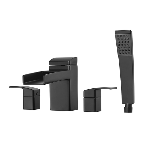 Robinet bain romain « Kenzo », 4 trous, noir mat - Plomberie brute non incluse