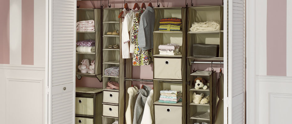 Modular fabric storage for an organized bedroom closet