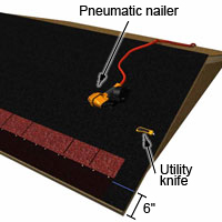 Install the asphalt shingles on the garage roof