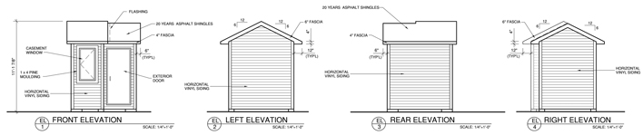 Garden shed elevation, for more storage