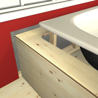 Lower the bathtub into the platform