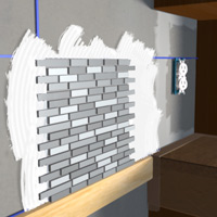 Lay the first strip of mosaic sheet using the reference lines as a guide