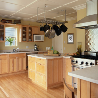 Wood cabinets, tone on tone