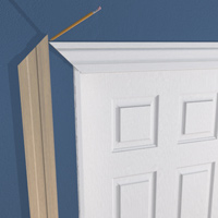 Mark the cutting line at the end of the head moulding
