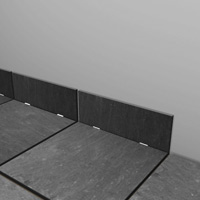 Ceramic tiles use as base trim around the room