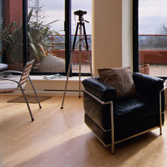 Wood flooring in a living room 