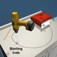 Make a starting hole in the countertop