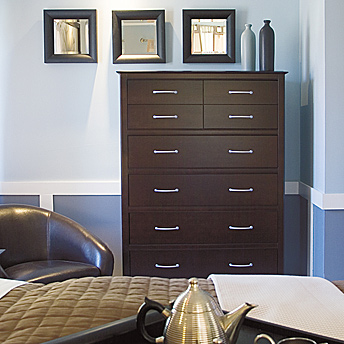 Chair and picture rails can dress up a wall.