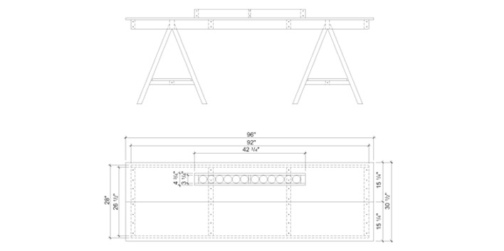 Elevation – Art trestle table