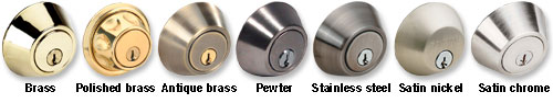 Various door hardware finishes