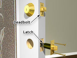 Slide the latch bolt into the lateral hole.
