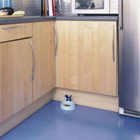 Vinyl flooring in the kitchen is an inexpensive and durable option.