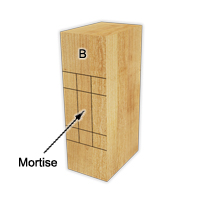 Mark the mortise on the wood stud