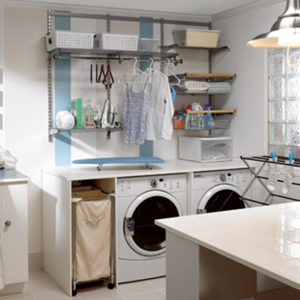 Build a work counter above the washer and dryer