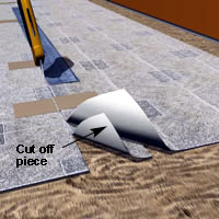 Cutting vinyl or linoleum if using two sheets