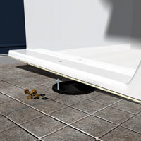 The new bowl should be aligned with the drain and the floor bolts