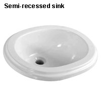 Semi-recessed sink