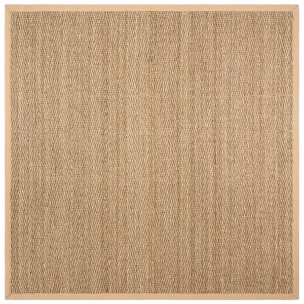 Beige Area Rug Nf115a 8s 8sq, Seagrass Outdoor Rug With Black Border