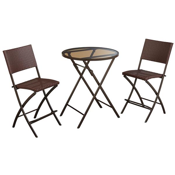 Cosco 3 Piece Set Folding Table And 2, Small Outdoor Bistro Table And 2 Chairs