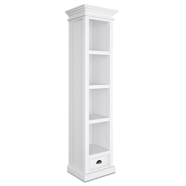 Novasolo Halifax Bookshelf With Drawer, Small White Bookcase With Drawers