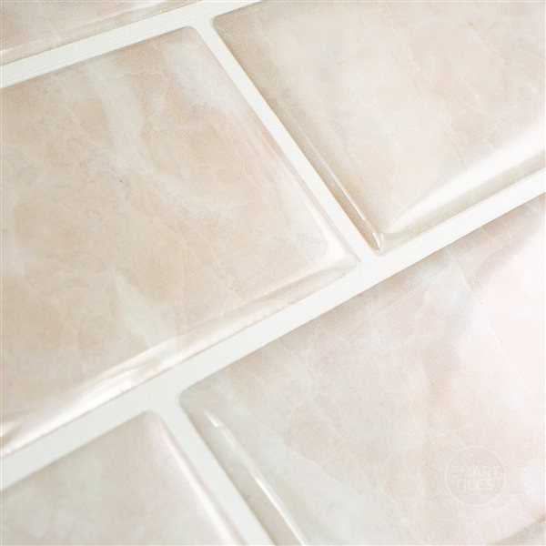 Smart Tiles Subway Sora 10.95-in x 9.7-in Beige 3D Peel and Stick Self ...